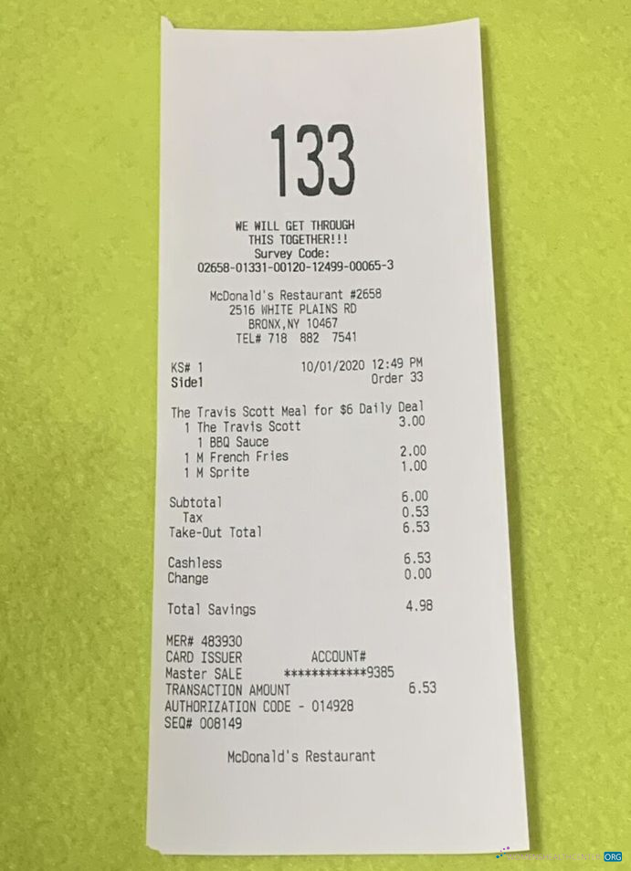 Download McDonald's restaurant payment check Photoshop template